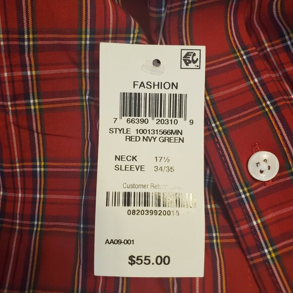 Club Room Mens Red Cotton Regular Fit Button Down Shirt L - Picture 8 of 10